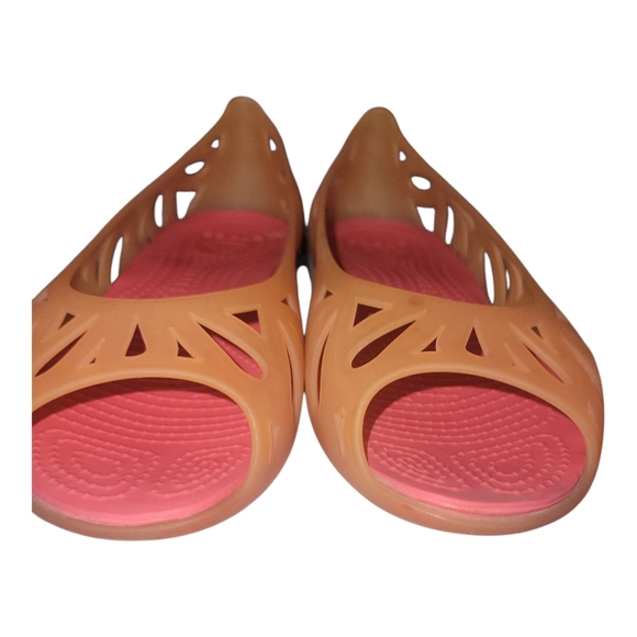 Crocs Adrina III Orange Pink Women's Jelly Peep Toe Slip On Flats W8 - Picture 5 of 10